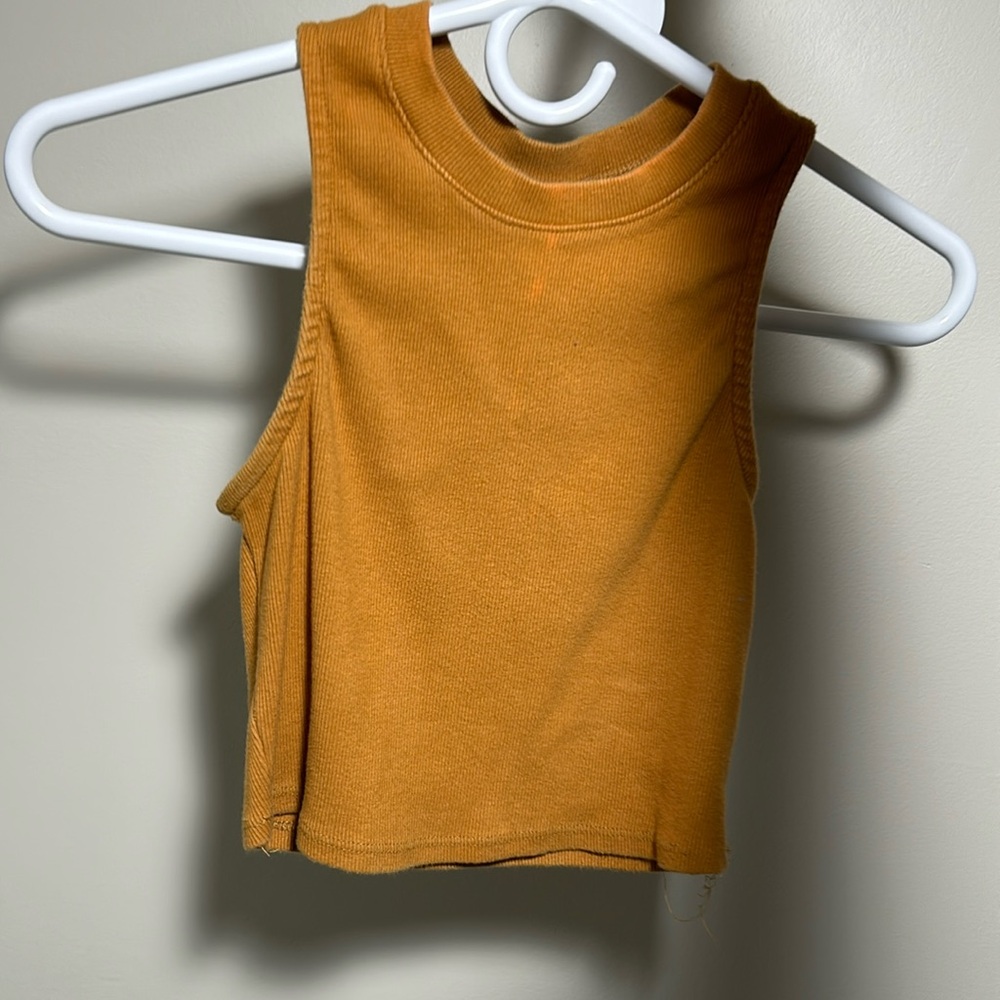 High neckline orange crop top